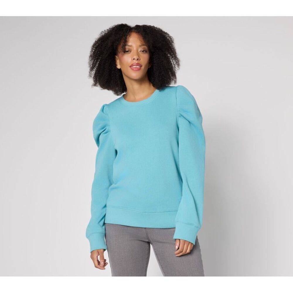 Adidas Women's Top Sz L RM Sudio x Rebecca Minkoff Puff Sleeve Blue A710562